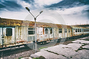 Retro vintage technology, old train, grunge background