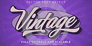 Retro, vintage text effect, editable 70s and 80s text style