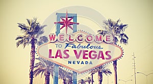 Retro vintage toned Welcome To Las Vegas Sign.