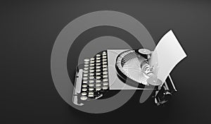 Retro vintage typewriter with blank piece of paper.