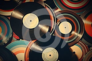 Retro vintage vinyl records background