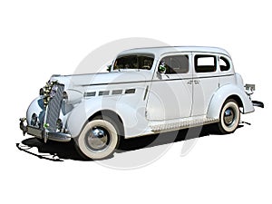 Retro vintage white dream wedding car