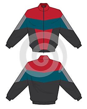 Retro vintage windbreaker hoodie jacket template