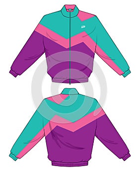 Retro vintage windbreaker hoodie jacket template