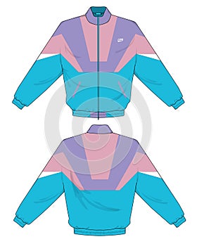 Retro vintage windbreaker hoodie jacket template