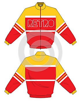 Retro vintage windbreaker hoodie jacket template