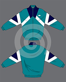 Retro vintage windbreaker hoodie jacket template