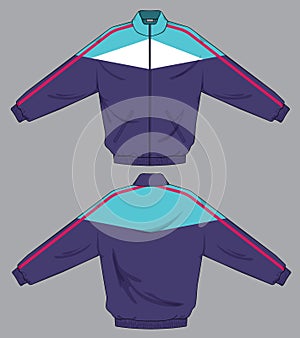 Retro vintage windbreaker hoodie jacket template varsity design