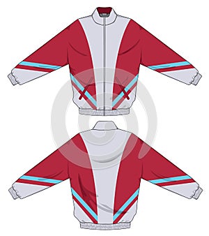 Retro vintage windbreaker hoodie jacket template varsity design