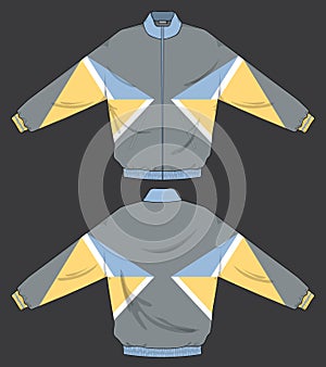 Retro vintage windbreaker hoodie jacket template varsity design