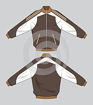 Retro vintage windbreaker hoodie jacket template varsity design