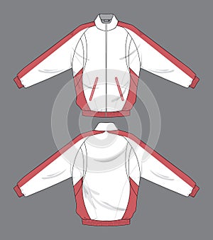 Retro vintage windbreaker hoodie jacket template varsity design