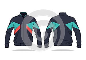 Retro vintage windbreaker hoodie jacket template varsity design