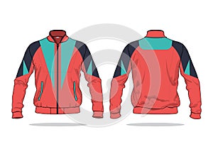 Retro vintage windbreaker hoodie jacket template varsity design