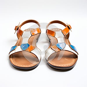 Retro Vintage Women\'s Sandals With Blue And Orange Accents