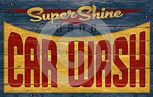 Retro Vintage Wood Car Wash Sign