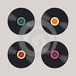 Retro vinyl record with a colorful label