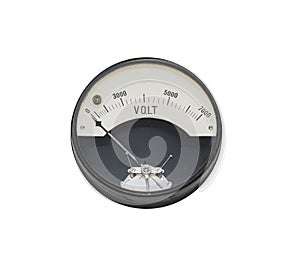 Retro voltmeter isolated on white.