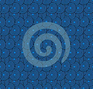 Retro wallpaper. Abstract seamless geometric pattern with circles on blue