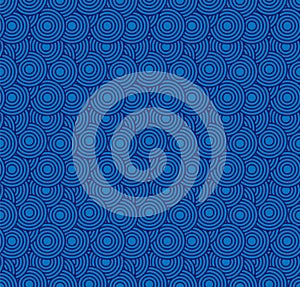 Retro wallpaper. Abstract seamless geometric pattern with circles on blue