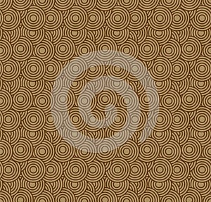 Retro wallpaper. Abstract seamless geometric pattern with circles on brown