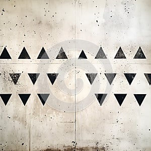 Retro wallpaper with faded black triangle pattern. Vintage abstract background. Old concrete texture. Generative AI