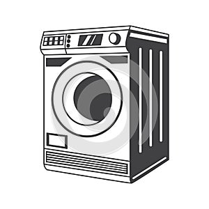 Retro Washing Machine Vector Illustration