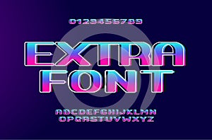 Retro wave bold font with holographic glow effect