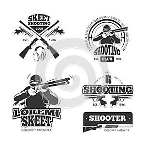Retro weapons, shooting vector labels, emblems, badges, logos photo