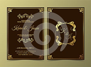 Retro wedding invitation on dark background