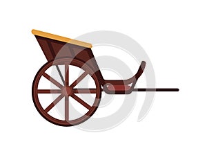 Retro wedding or royal wooden carriage on wheels brown color chariot vector illustration isolated on white background