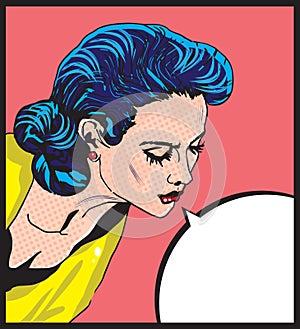 Retro woman Comic Love Vector illustration