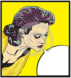 Retro woman Comic Love Vector illustration of face