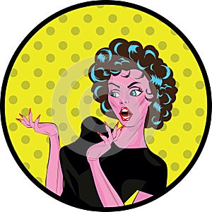 Retro woman comics style background banner