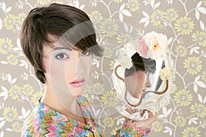 Retro woman mirror fashion portrait tacky