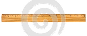 Retro wood 12-inch ruler isolated on white photo