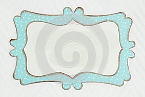 Retro wood polka dot frame on white chevron textured fabric background