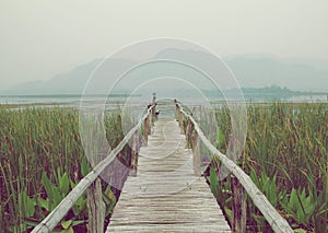 Retro of wooden bridge