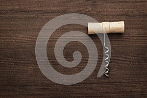 Retro wooden corkscrew