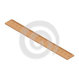 Retro wooden ruler isolated on a white background
