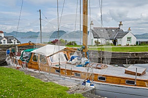 Retro wooden sailng boat