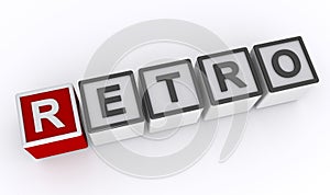 retro word block on white photo