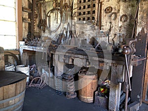 Retro workshop with old tools