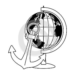 Retro world map navigation with anchor