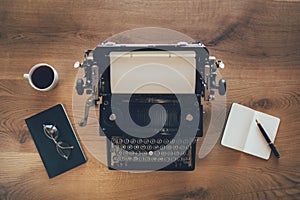 Retro writers desk with typewriter