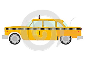 Retro yellow cab silhouette.