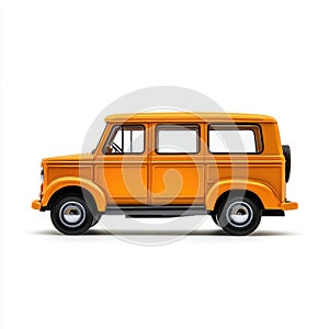 Retro Yellow Van Isolated on White