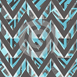 Retro zigzag seamless pattern with grunge effect