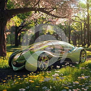 retrofuturistic ecologic spring arrodinamic car