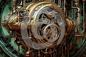 Retrofuturistic Steampunk machine. Generate Ai